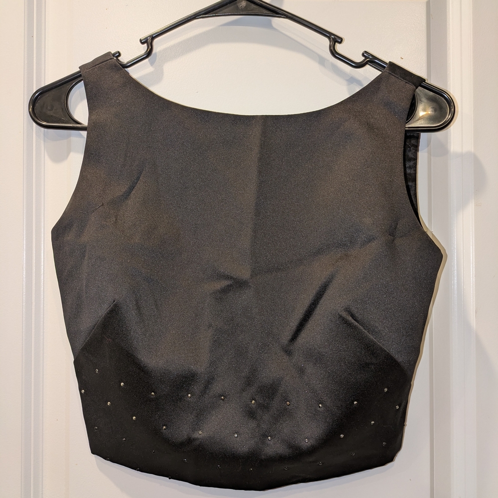 Hugo Buscati Collection Black Satin Embellished Crop Top Vest Size 2